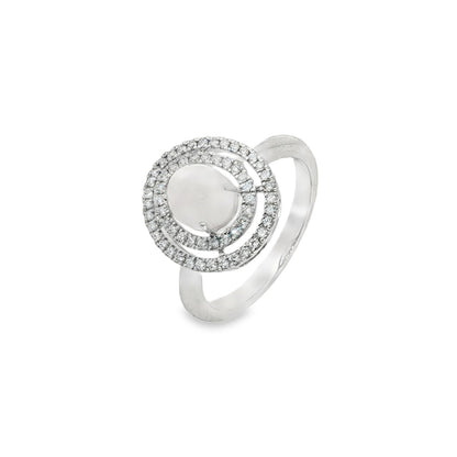 Jai's 14K White Gold Concentric Conch Pearl & Diamond Ring