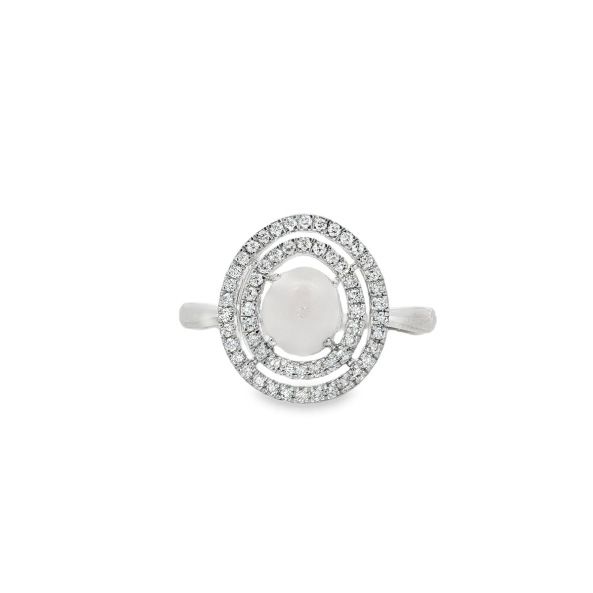 Jai's 14K White Gold Concentric Conch Pearl & Diamond Ring
