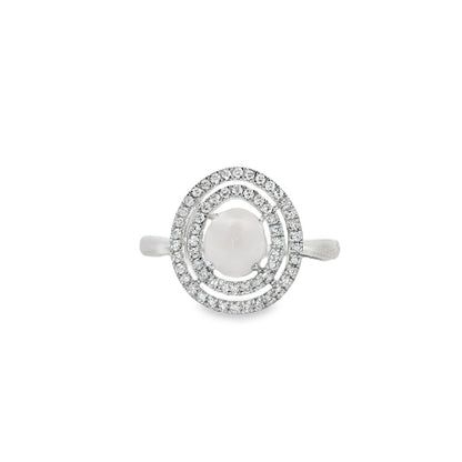 Jai's 14K White Gold Concentric Conch Pearl & Diamond Ring
