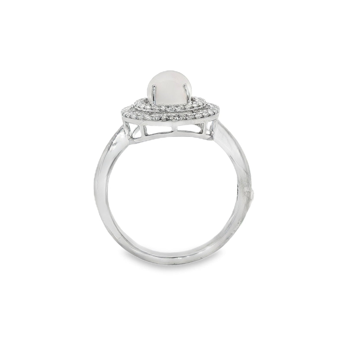 Jai's 14K White Gold Concentric Conch Pearl & Diamond Ring