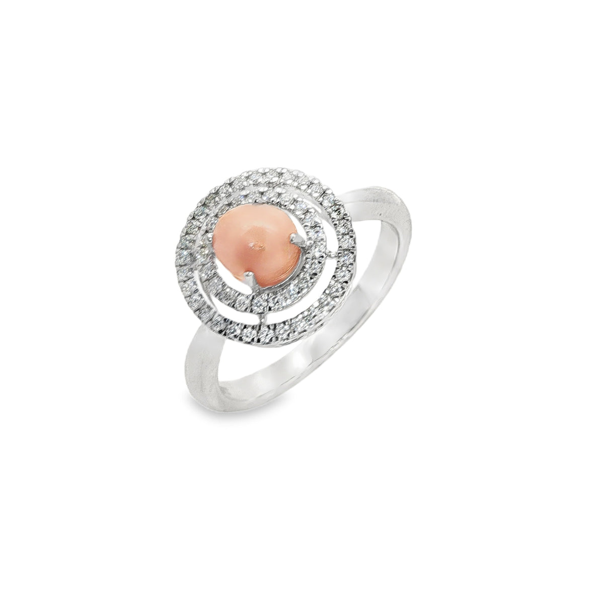 Jai's 14K White Gold Concentric Conch Pearl & Diamond Ring