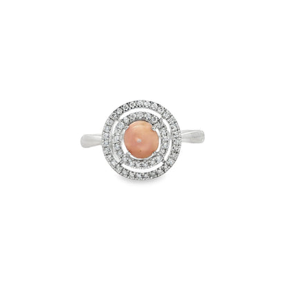 Jai's 14K White Gold Concentric Conch Pearl & Diamond Ring