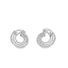 Jai's 14K White Gold Diamond Triple Spiral Hoops