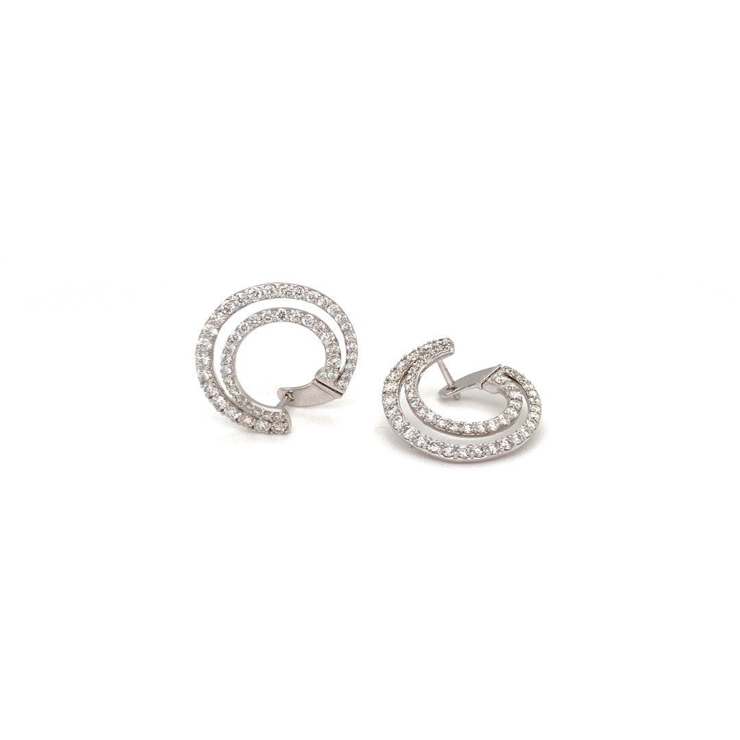 Jai's 14K White Gold Diamond Spiral Hoops