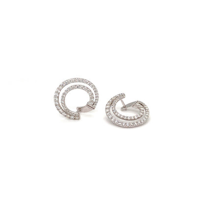 Jai's 14K White Gold Diamond Spiral Hoops