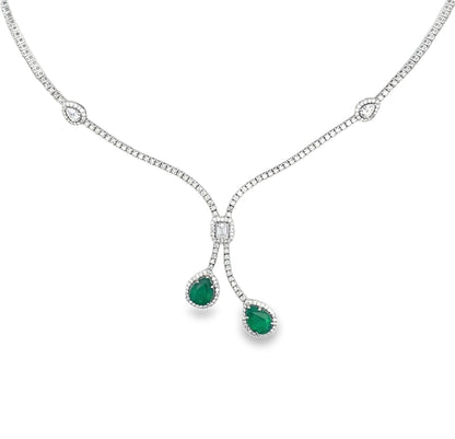 Jai's 18K White Gold Pear-cut Emerald & Diamond Necklace