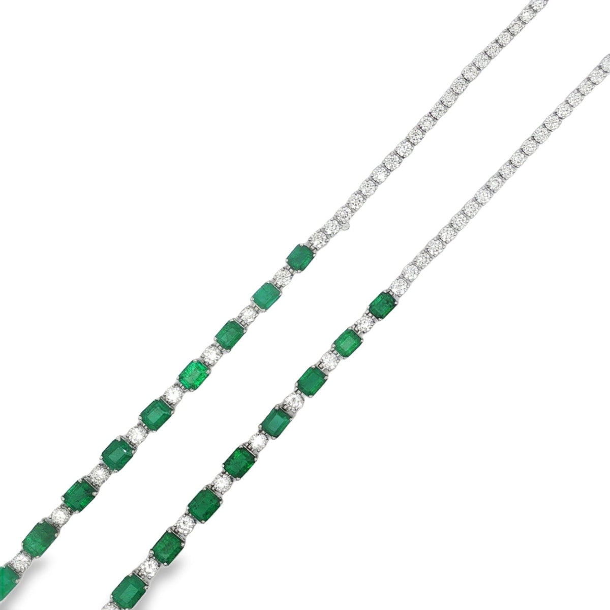 Jai's 18K White Gold Octagon-cut Emerald & Diamond Tennis Necklace