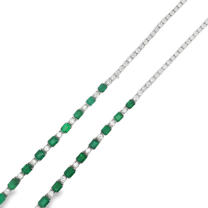 Jai's 18K White Gold Octagon-cut Emerald & Diamond Tennis Necklace