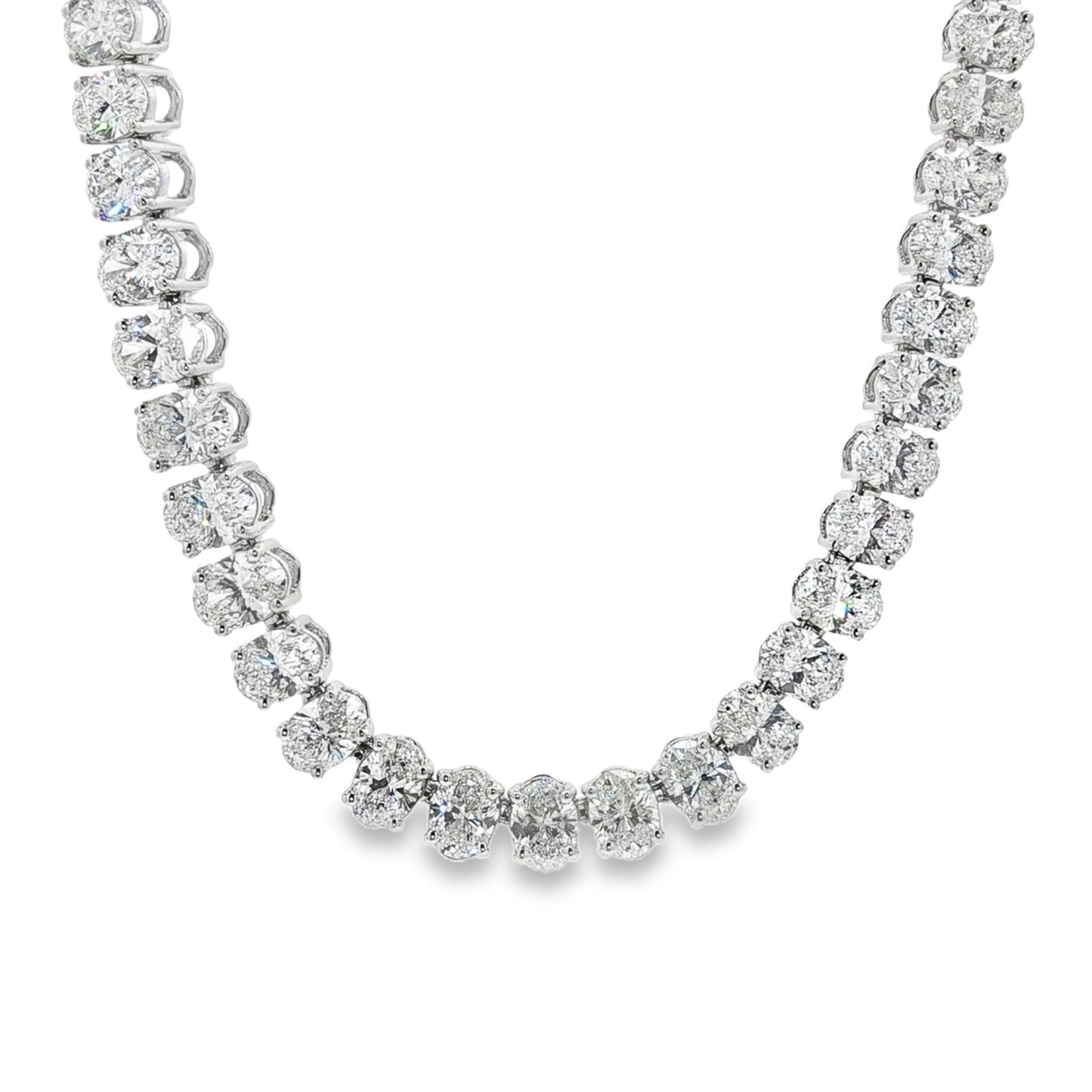 Jai's 18K White Gold Oval Diamond Tennis Necklace