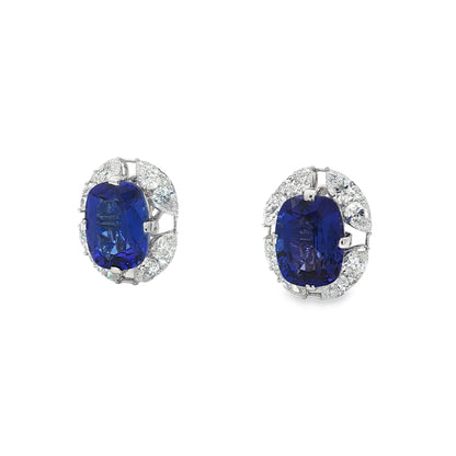 Jai's 18K White Gold Crowned Cushion-cut Tanzanite & Diamond Studs