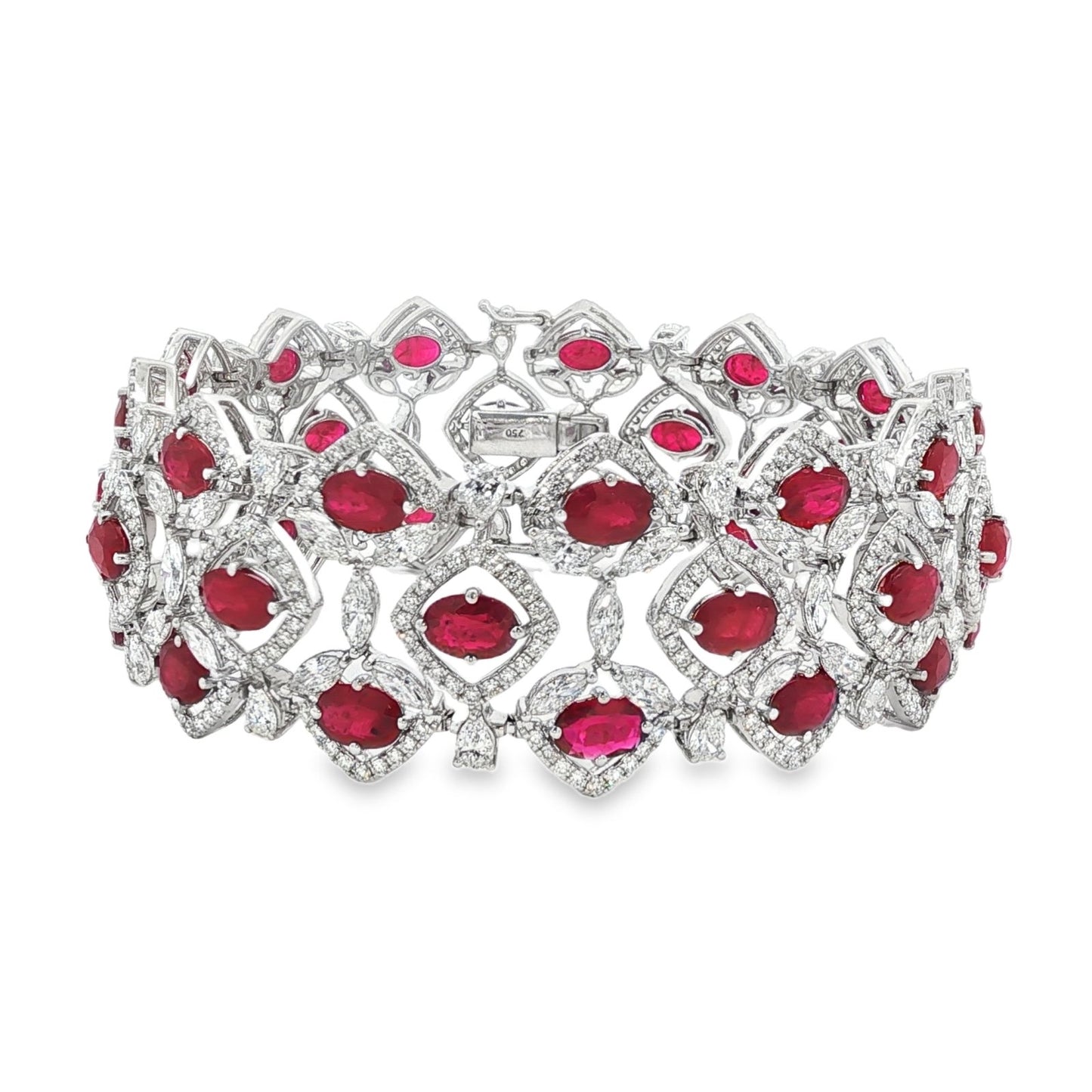 Jai's 18K White Gold Oval Ruby & Diamond Bracelet