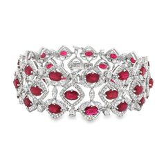Jai's 18K White Gold Oval Ruby & Diamond Bracelet