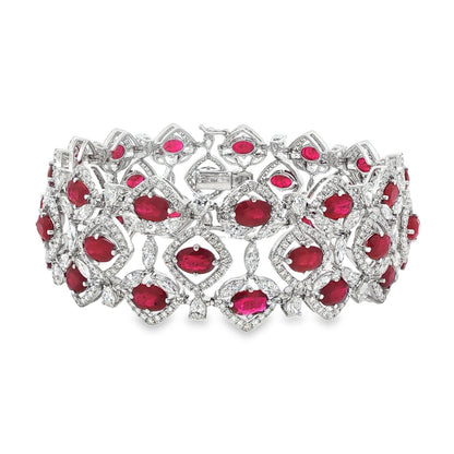 Jai's 18K White Gold Oval Ruby & Diamond Bracelet