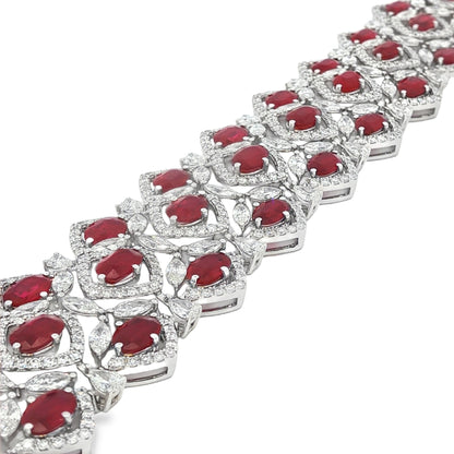 Jai's 18K White Gold Oval Ruby & Diamond Bracelet