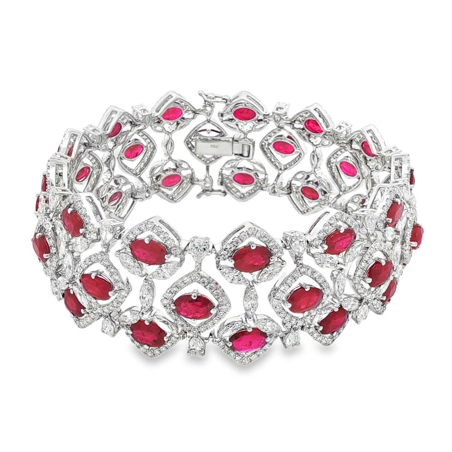 Jai's 18K White Gold Oval Ruby & Diamond Bracelet