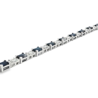 Jai's 18K White Gold Baguette-cut Sapphire & Diamond Tennis Bracelet
