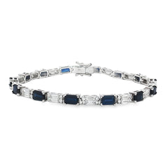 Jai's 18K White Gold Baguette-cut Sapphire & Diamond Tennis Bracelet
