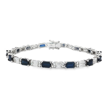 Jai's 18K White Gold Baguette-cut Sapphire & Diamond Tennis Bracelet