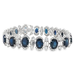 Jai's 18K White Gold Oval Sapphire & Baguette-cut Diamond Bracelet