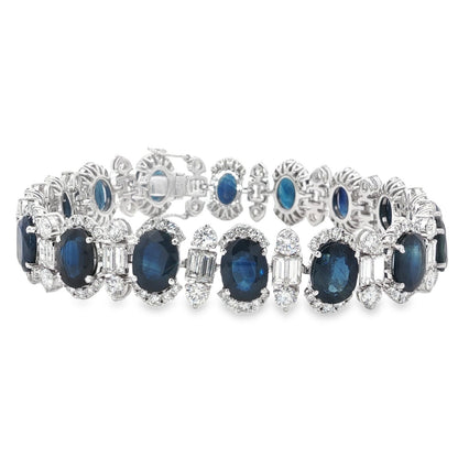 Jai's 18K White Gold Oval Sapphire & Baguette-cut Diamond Bracelet