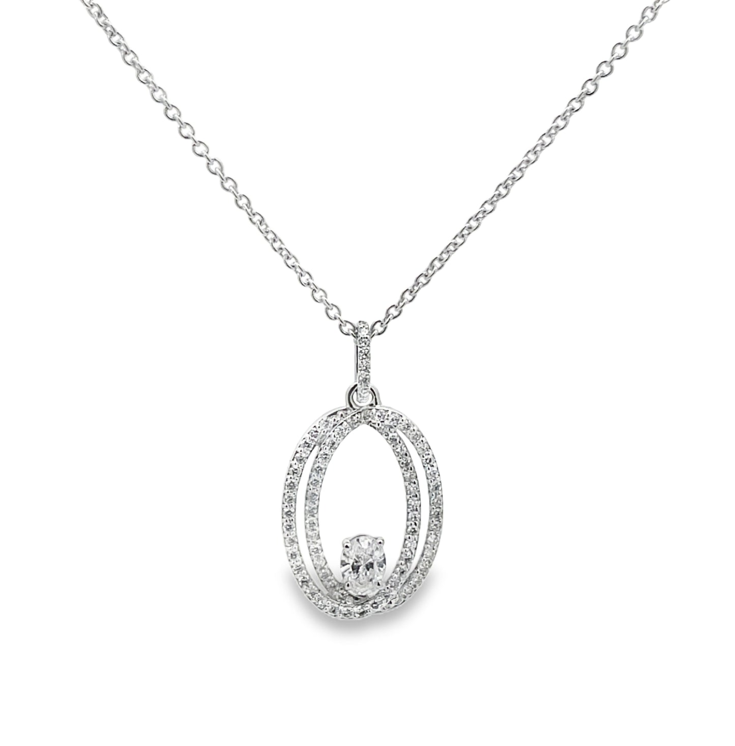 Jai's 18K White Gold Oval Diamond Necklace