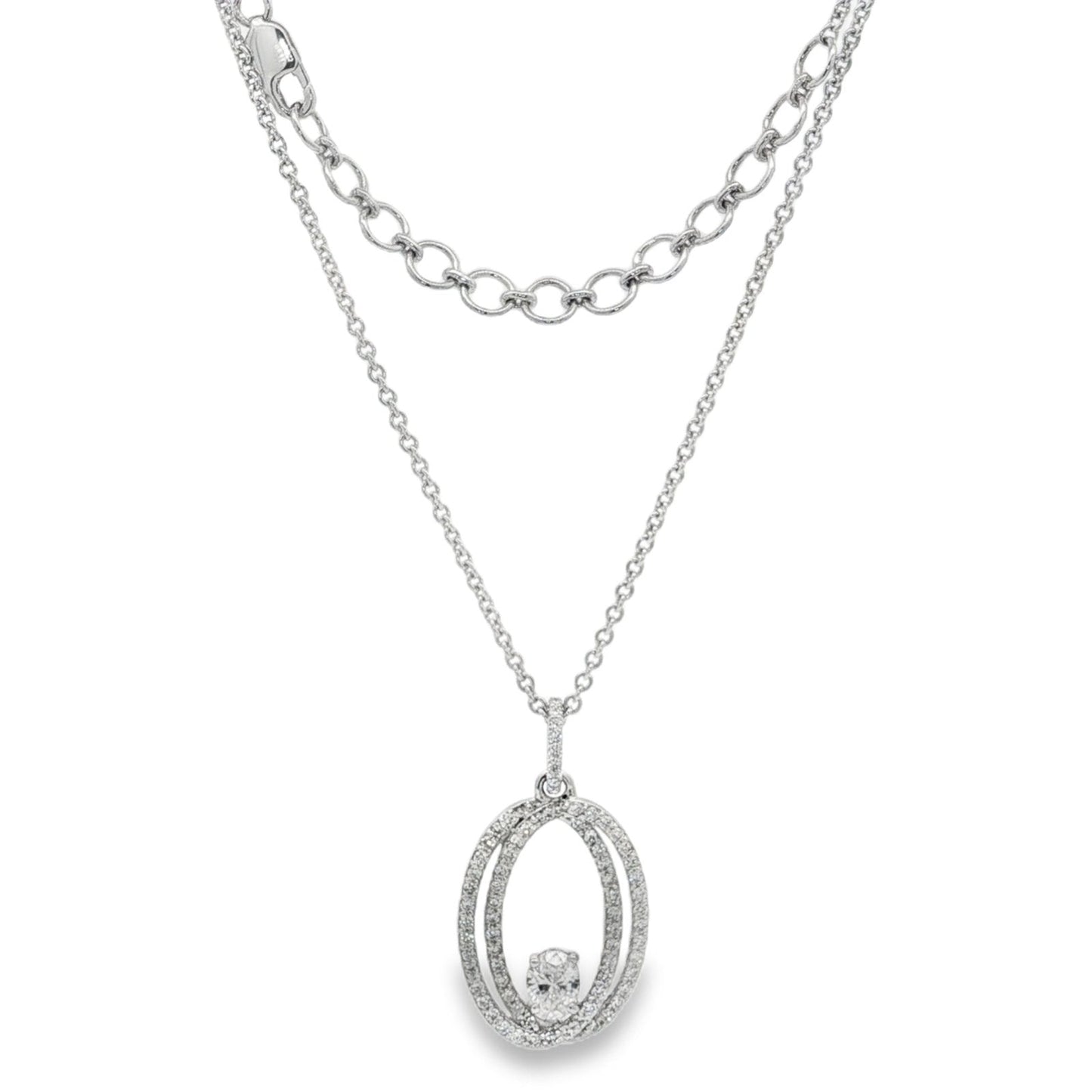 Jai's 18K White Gold Oval Diamond Necklace