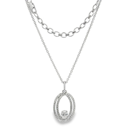 Jai's 18K White Gold Oval Diamond Necklace