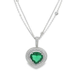 Jai's 18K White Gold Heart-cut Emerald & Diamond Necklace