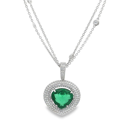 Jai's 18K White Gold Heart-cut Emerald & Diamond Necklace
