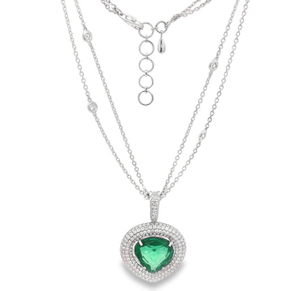 Jai's 18K White Gold Heart-cut Emerald & Diamond Necklace
