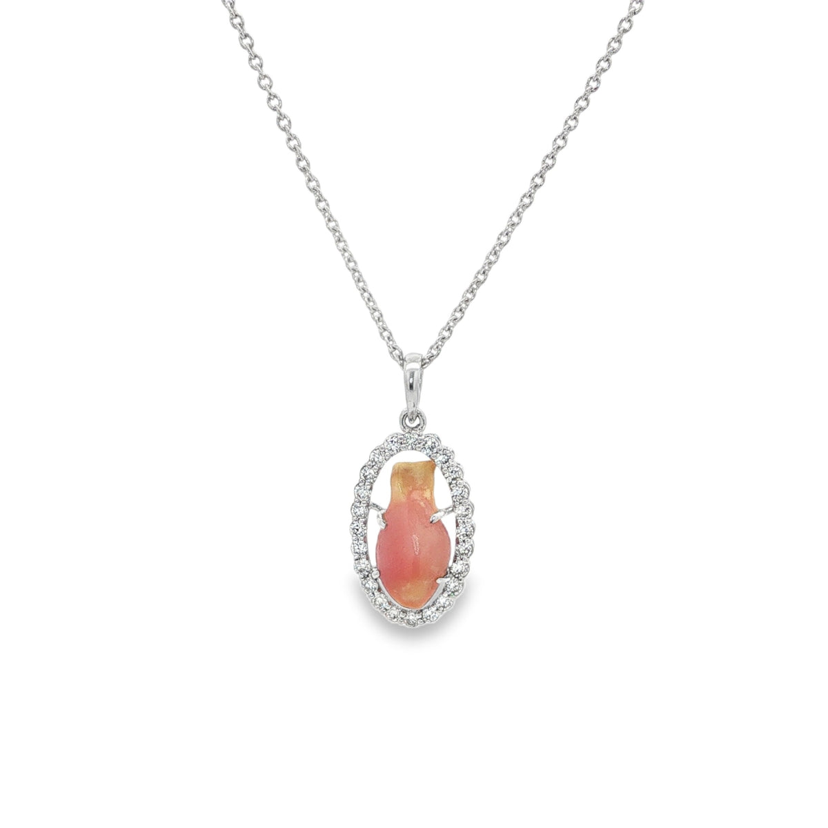 Jai's 14K White Gold Oval Conch Pearl & Diamond Necklace