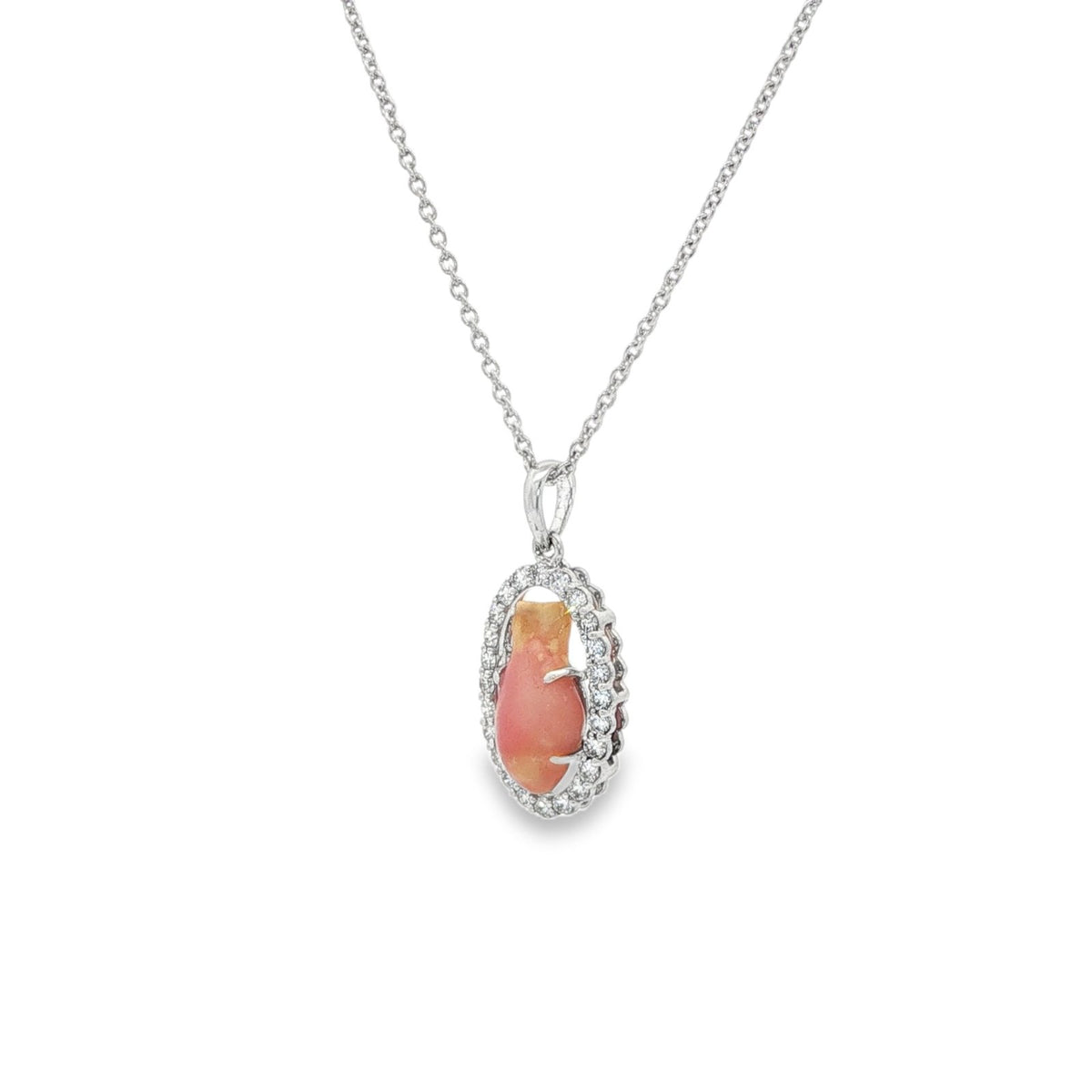 Jai's 14K White Gold Oval Conch Pearl & Diamond Necklace