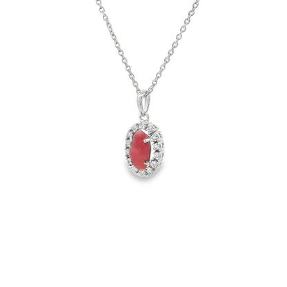 Jai's 14K White Gold Oval Conch Pearl & Diamond Necklace