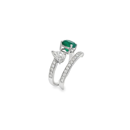 Jai's 18K White Gold Cushion-cut Emerald & Diamond Ring