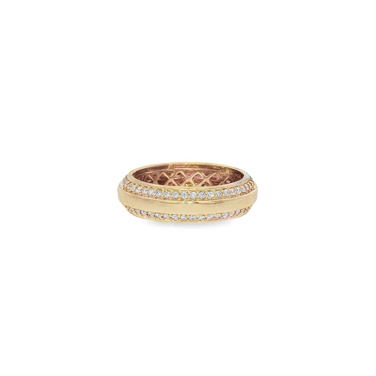 Jai's 14K Yellow Gold Diamond-lined Wedding Band
