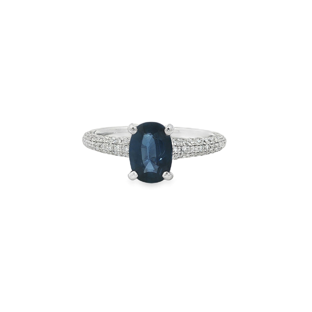 Jai's 18K White Gold Oval-cut Sapphire & Diamond Ring