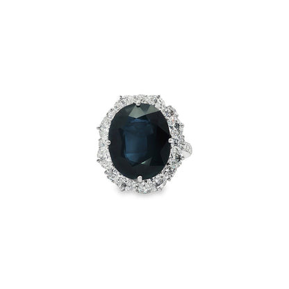 Jai's 18K White Gold Floral Oval Sapphire & Diamond Ring