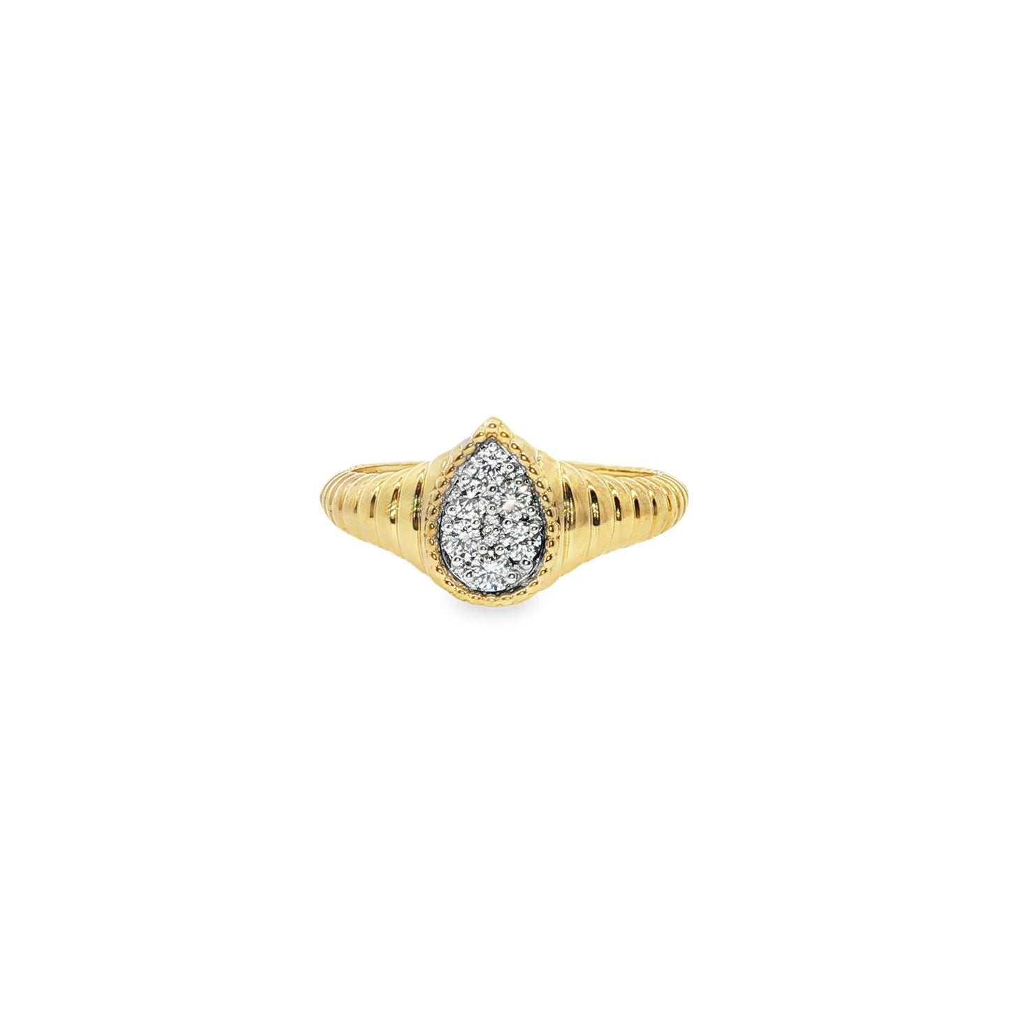 Jai's 18K Two-tone Diamond Tear-drop Cluster Ring
