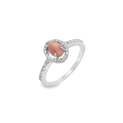 Jai's 14K White Gold Oval Conch Pearl & Diamond Ring