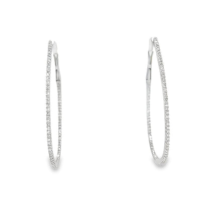 Jai's 14K White Gold Diamond Oval Inside-out Hoops