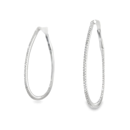 Jai's 14K White Gold Diamond Oval Inside-out Hoops