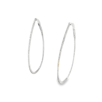 Jai's 14K White Gold Diamond Oval Inside-out Hoops