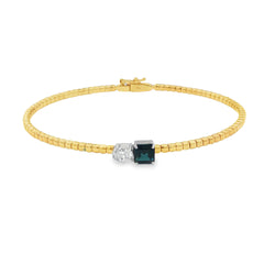 Jai's 18K Two-tone Octagon-cut Sapphire & Oval-cut Diamond Bangle