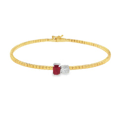 Jai's 18K Two-tone Octagon-cut Ruby & Oval-cut Diamond Bangle