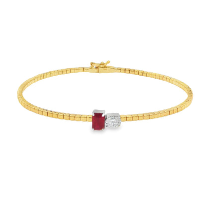 Jai's 18K Two-tone Octagon-cut Ruby & Oval-cut Diamond Bangle