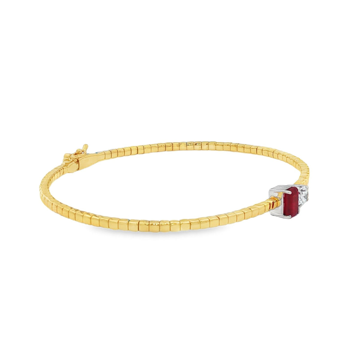 Jai's 18K Two-tone Octagon-cut Ruby & Oval-cut Diamond Bangle