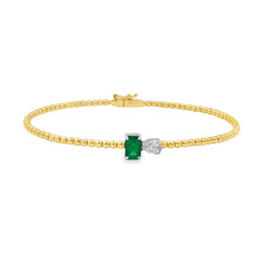 Jai's 18K Two-tone Octagon-cut Emerald & Pear-cut Diamond Bangle