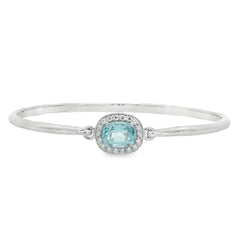 Jai's 14K White Gold Oval-cut Aquamarine & Diamond Bangle