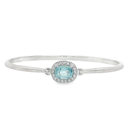 Jai's 14K White Gold Oval-cut Aquamarine & Diamond Bangle
