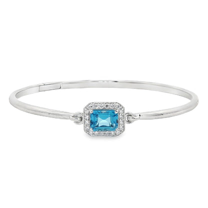 Jai's 14K White Gold Octagon-cut Blue Topaz & Diamond Bangle